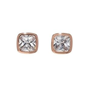 Rosegold CZ Cushion Stud Earrings